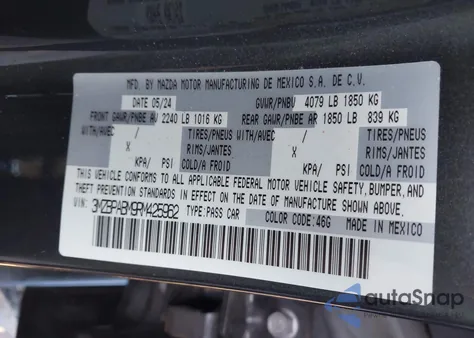 2024 Mazda Mazda3 2.5 S Select Sport from USA, damaged, VIN 3MZBPABM9RM425962